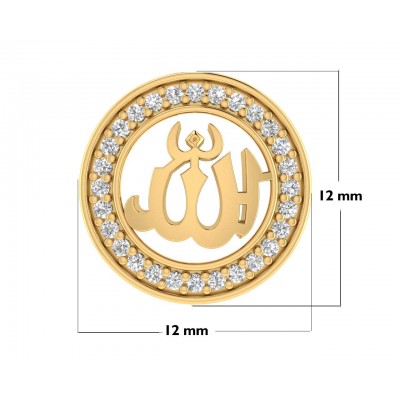 Allah 12mm charm in hallmarked Gold with round brilliant diamonds